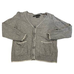 Vince Baby Gray White Border Pockets Cardigan Size 2T Soft Button Down Pockets